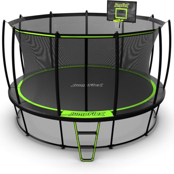 JumpFlex HERO 14 Backyard Outdoor Trampoline for Kids with Net & Ladder